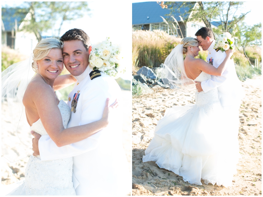 Chesapeake Bay Beach Club Military Wedding Photographer - Beach Wedding Love Portrait