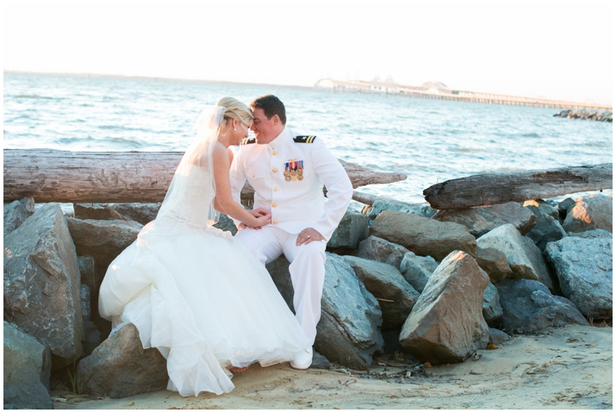 Chesapeake Bay Beach Club Military Wedding Photographer - Sunset Beach Wedding Love Portrait