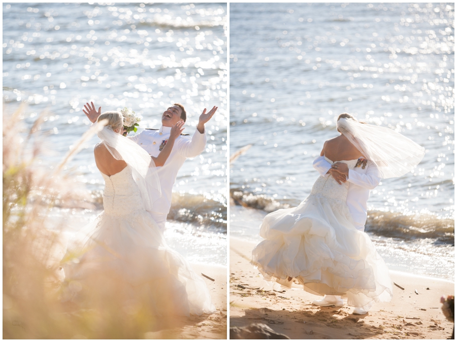 Chesapeake Bay Beach Club Military Wedding Photographer - Beach Love Portrait