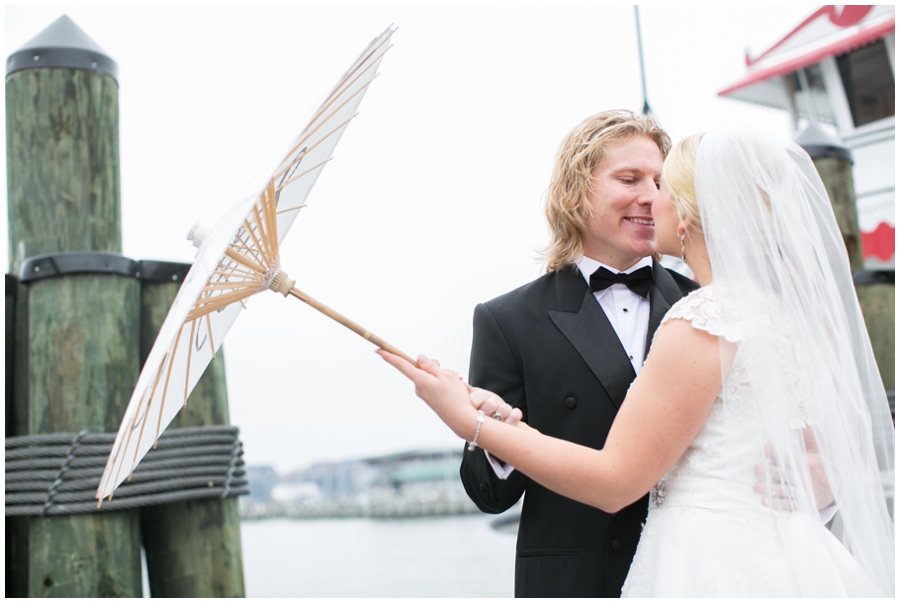 City Dock Annapolis Wedding Photography - Winter Parasol Love Portrait 