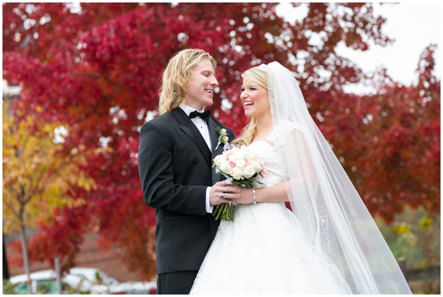 Sheraton Annapolis Winter Wedding Photographer - Red tree love portrait