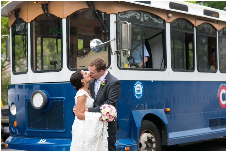 Annapolis Marriott Wedding Trolley- City Dock Wedding Photographer