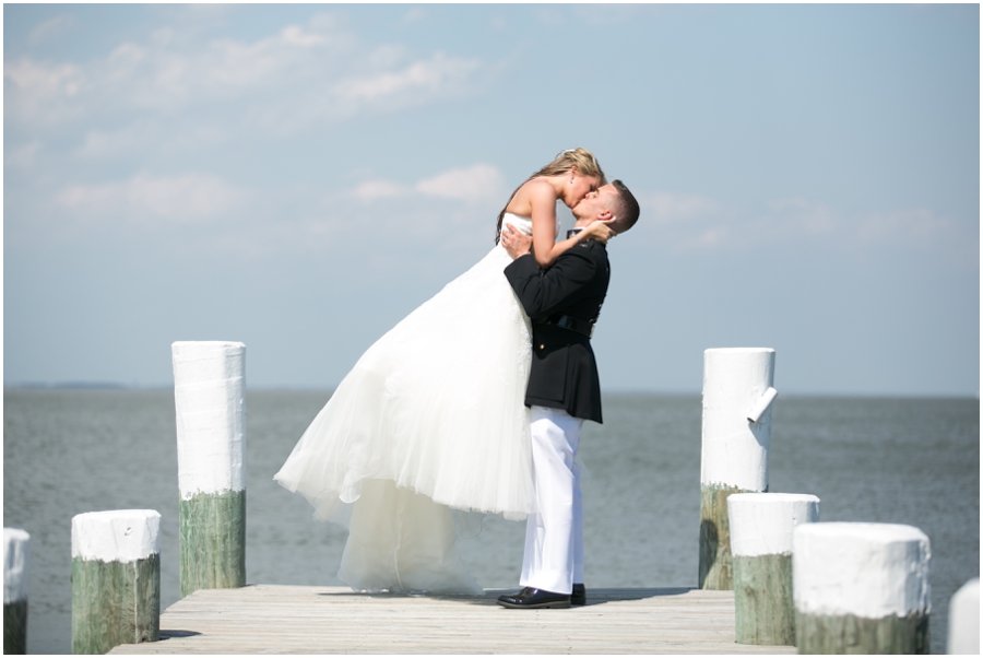 Military Celebrations at the Bay Wedding Photographer - Chesapeake Bay bride and groom