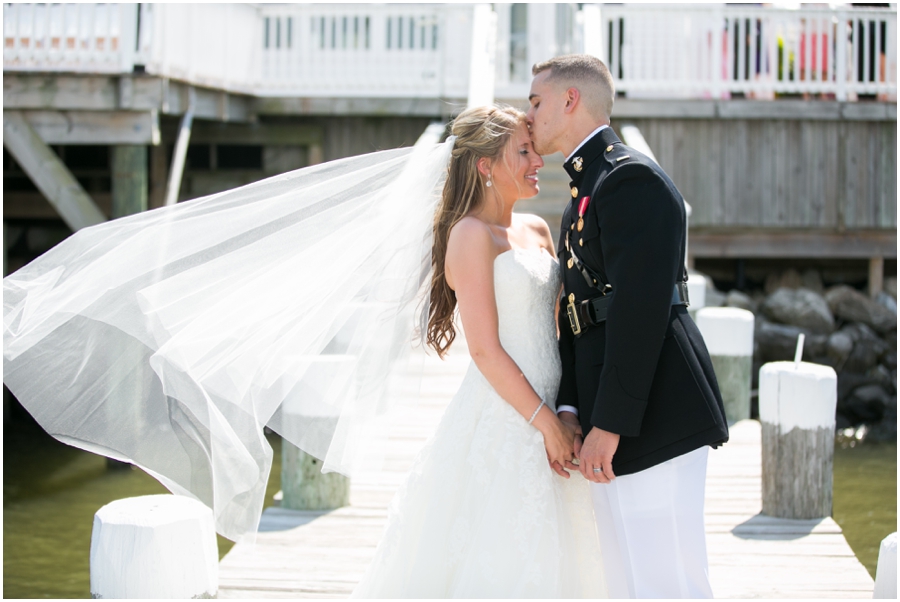 Military Celebrations at the Bay Wedding Photographer - Chesapeake Bay bride and groom