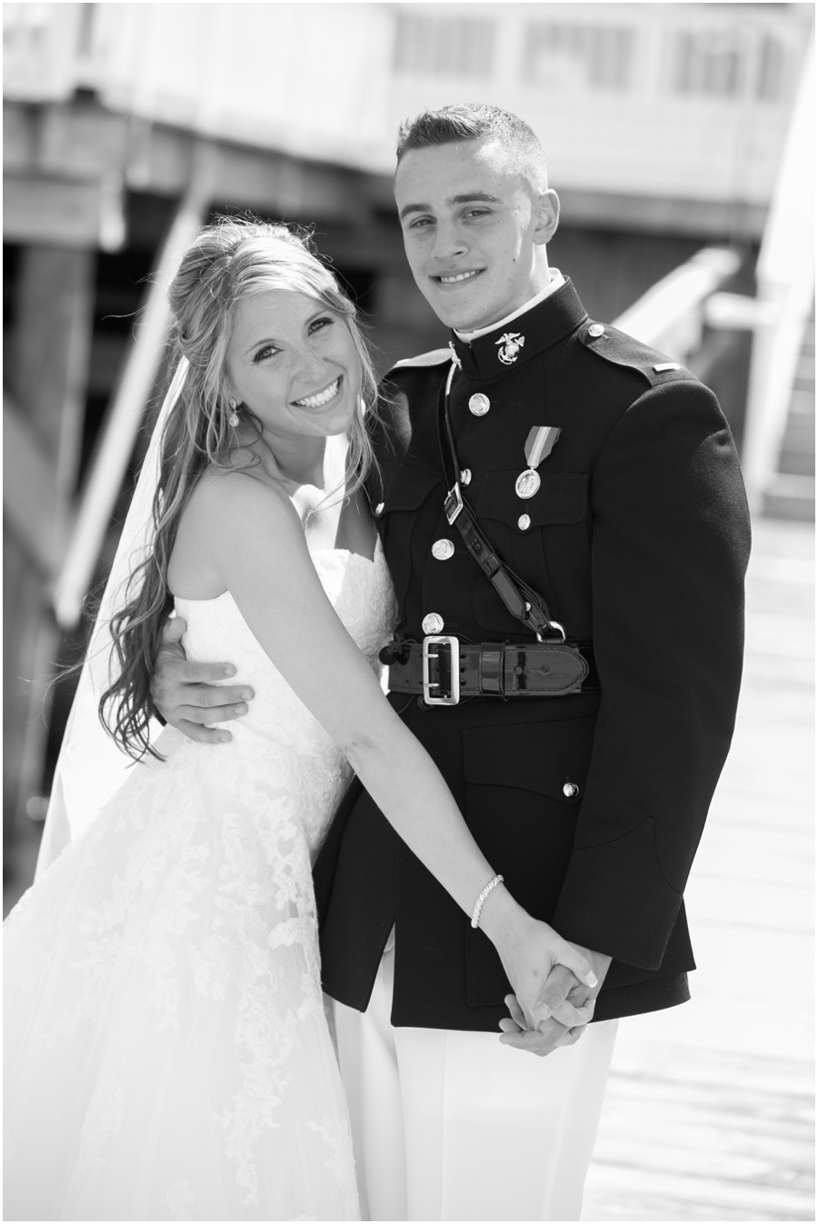 Military Celebrations at the Bay Wedding Photographer - Chesapeake Bay bride and groom