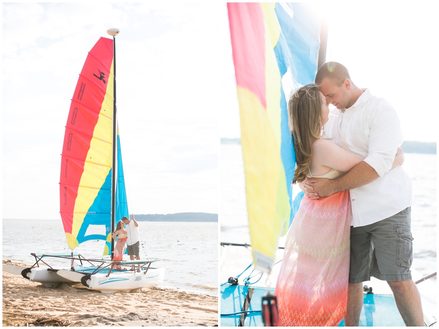 Buttonwood Beach Engagement Photographer - Catamaran love photo