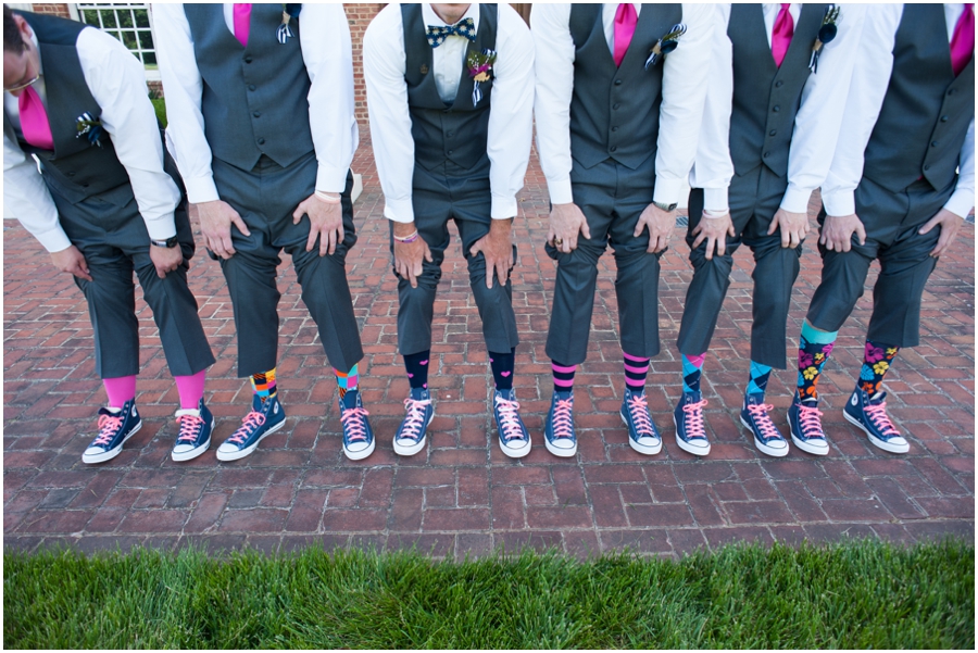 Sunset Crest Manor Wedding - Funky socks Groomsmen Portrait