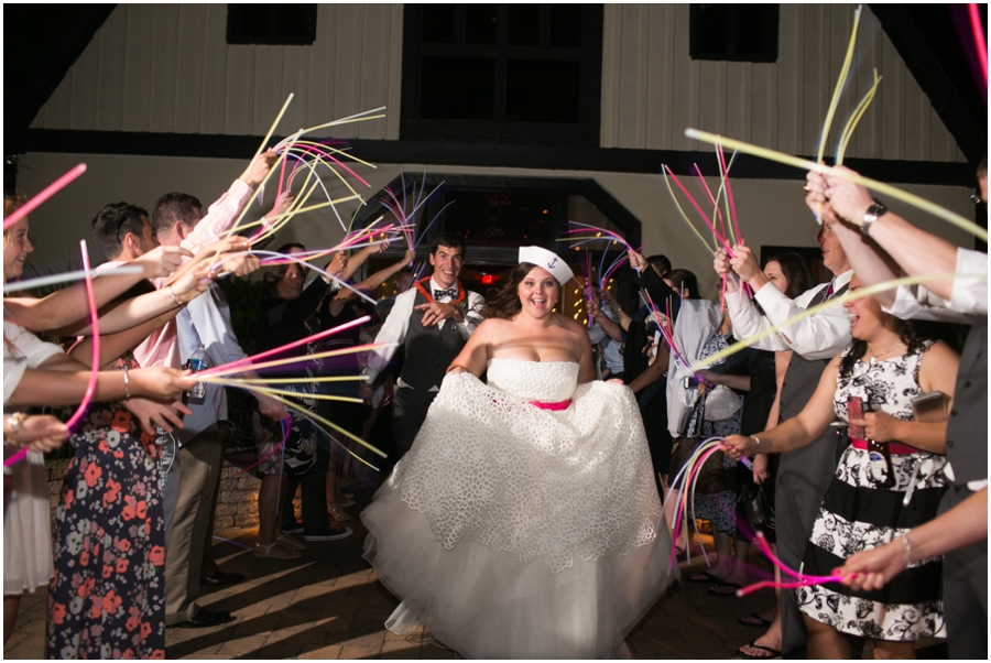 Sunset Crest Manor Barn Reception - VA Wedding Photographer -Glowstick exit