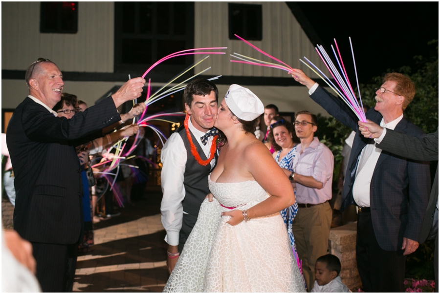 Sunset Crest Manor Barn Reception - VA Wedding Photographer -Glowstick exit