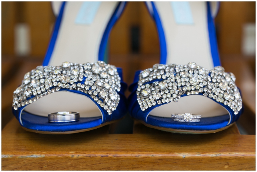 Herrington on the Bay Wedding Photorapher - Waterfront Wedding Details - Badgley Mischka Blue Bridal Shoe