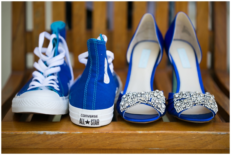 Herrington on the Bay Wedding Photorapher - Waterfront Wedding Details - Badgley Mischka Blue Bridal Shoe