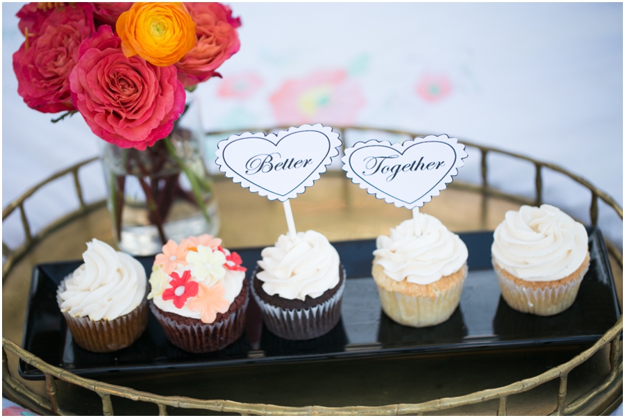 Just Simply Delicious Wedding Cupcakes - XOXO Vintage Rentals - Styled Picnic Engagement Session