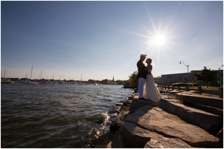 Naval Academy Wedding Photographer - Annapolis Seawall Wedding Photo