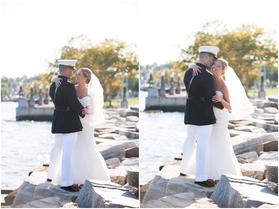 Naval Academy Wedding Photographer - Annapolis Seawall Wedding Photo