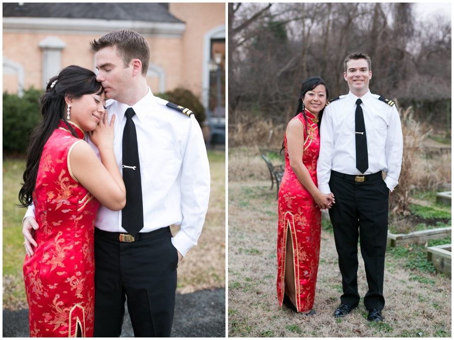 Annapolis Winter Wedding - Cafe Bretton Reception - Quipao Chinese Reception dress