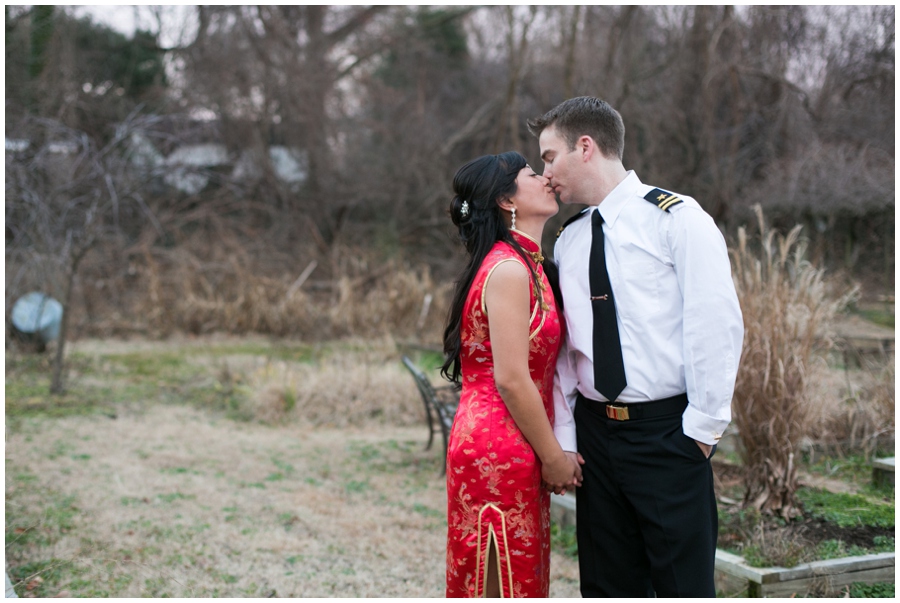 Annapolis Winter Wedding - Cafe Bretton Reception - Quipao Chinese Reception dress