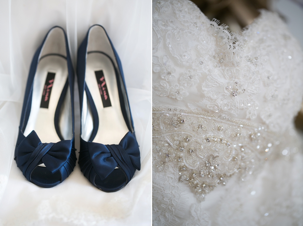 Tidewater Inn wedding photography - Navy Blue Nina Bridal Shoes