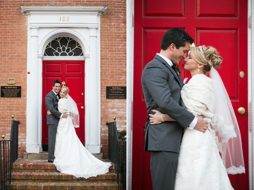 Winter Wedding Photographer - Easton MD Red door