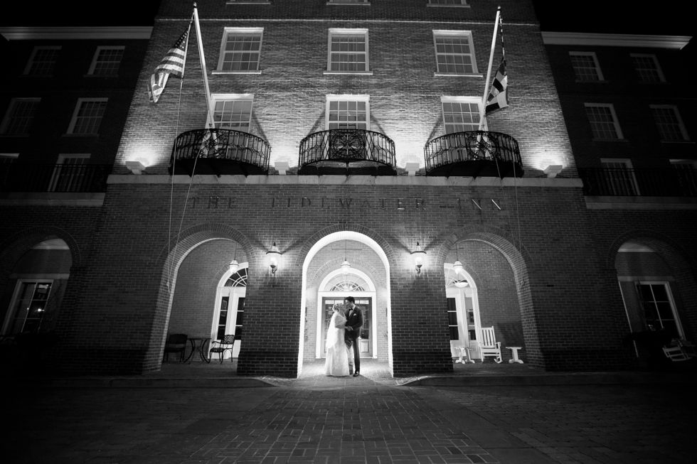 The Tidewater Inn winter Wedding Photographer - Night wedding photo 