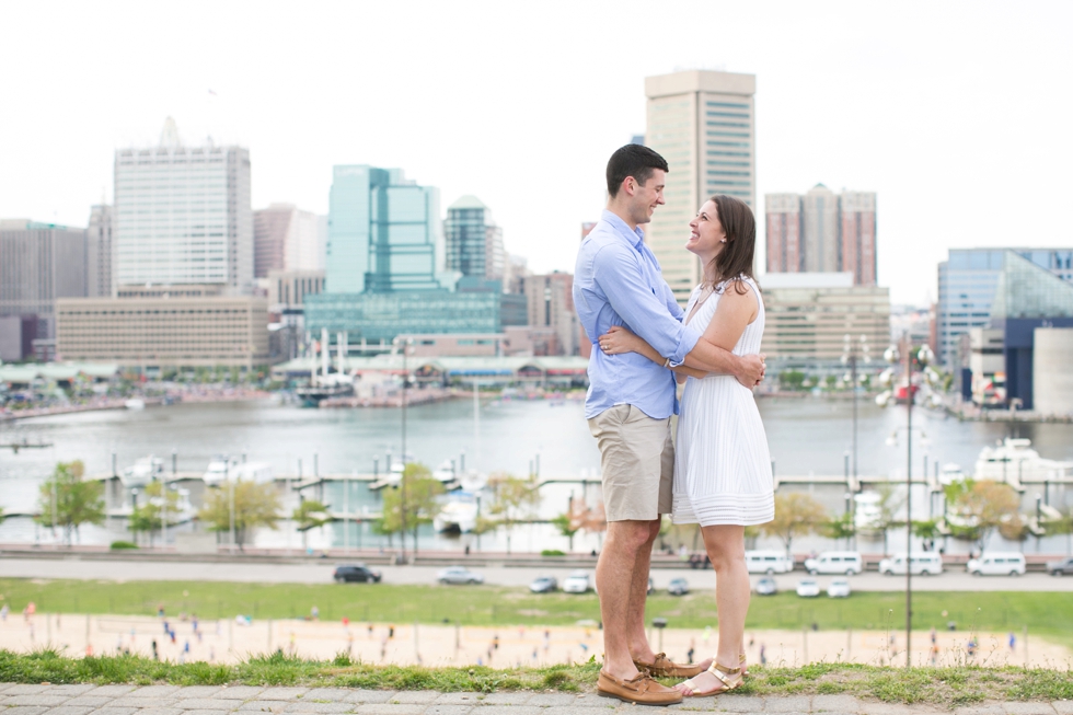 Federal Hill Engagement - Baltimore Skyline