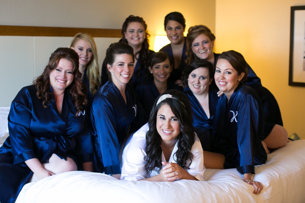 Navy Bridesmaid Robes - Loew's Annapolis Hotel