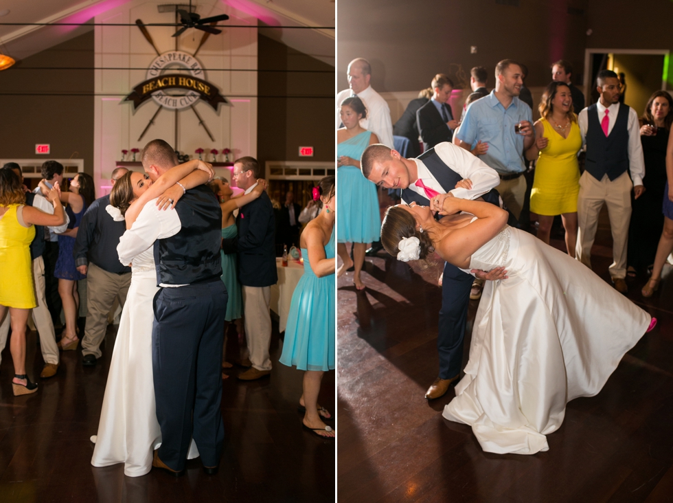 Reception Pink Event Lighting - Chesapeake Bay Beach Club Wedding