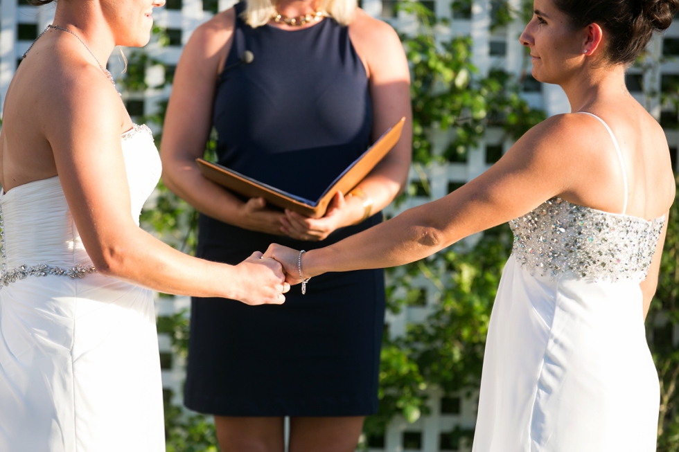 Chesapeake Bay Beach Club Wedding Photographer - Two Brides Shore wedding ceremony