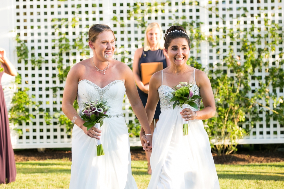 Chesapeake Bay Beach Club Wedding Photographer - Two Brides Shore wedding ceremony