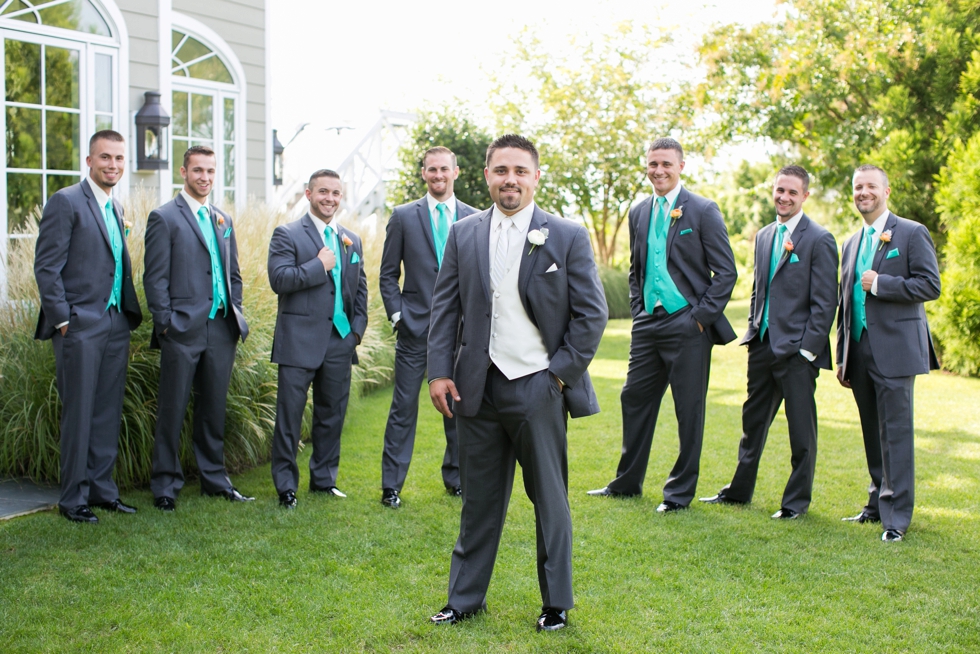 Eastern Shore Wedding Groomsmen - Vera Wang Tux