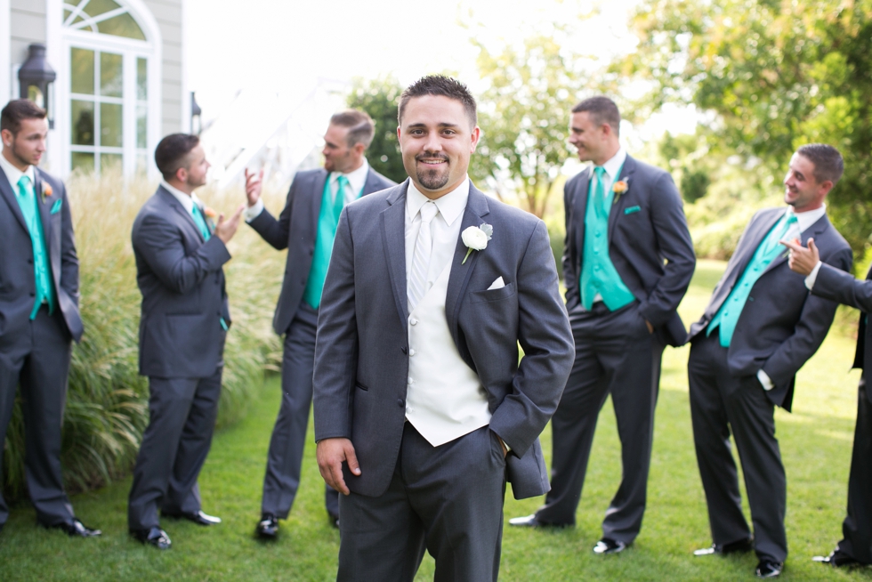 Eastern Shore Wedding Groomsmen - Vera Wang Tux