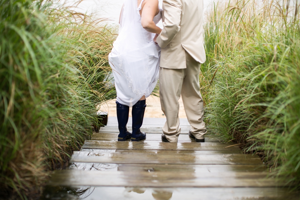 Wellies Rainy Chesapeake Bay Beach Club Wedding Photographs