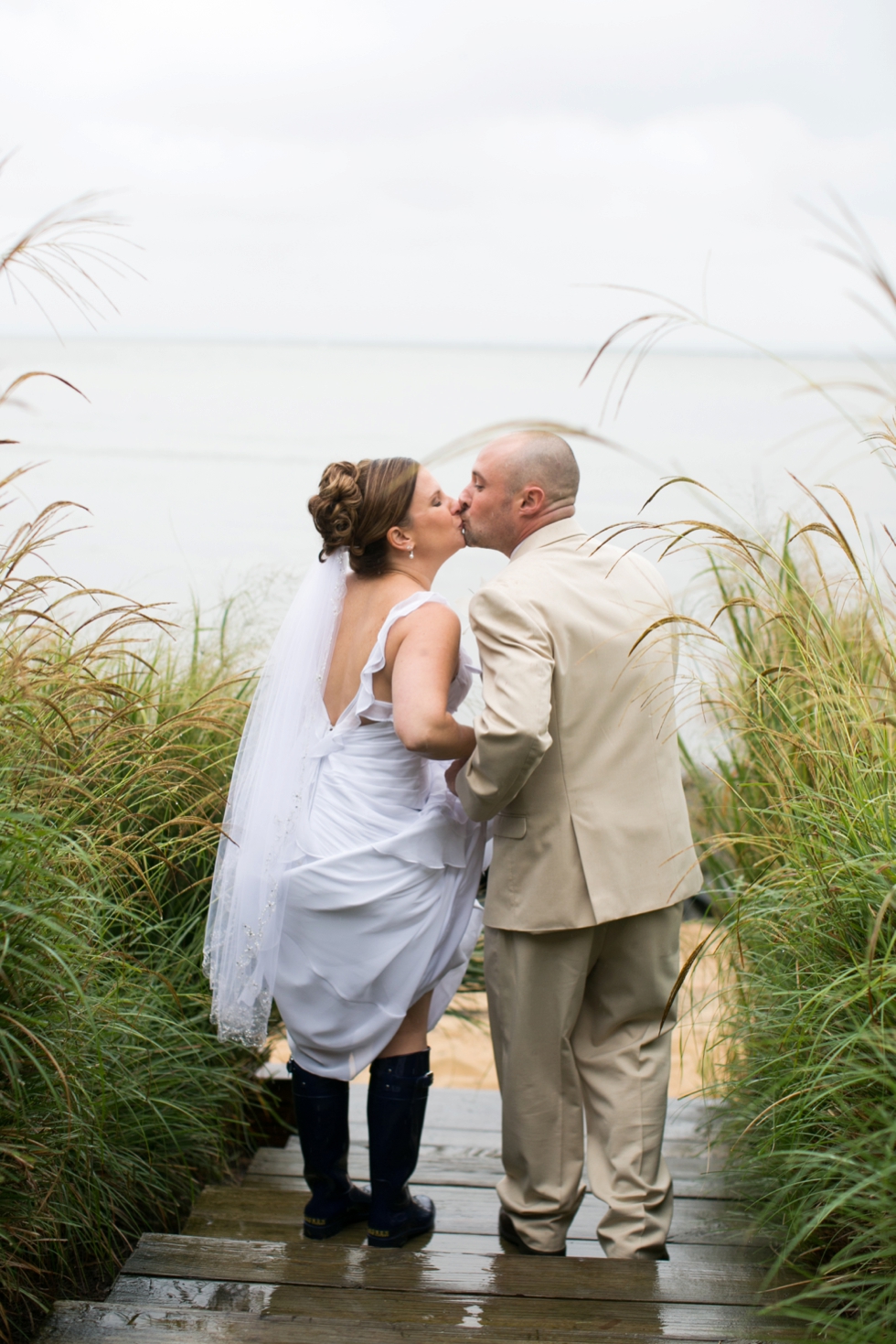 Wellies Rainy Chesapeake Bay Beach Club Wedding Photographs