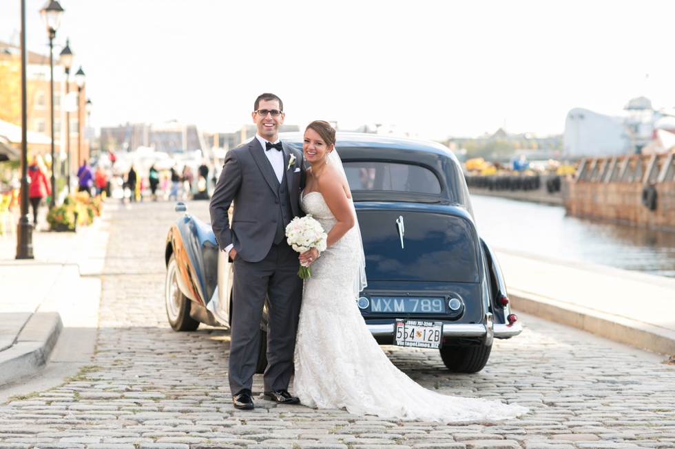 Fells Point Wedding Portrait - Vintage Car photographer