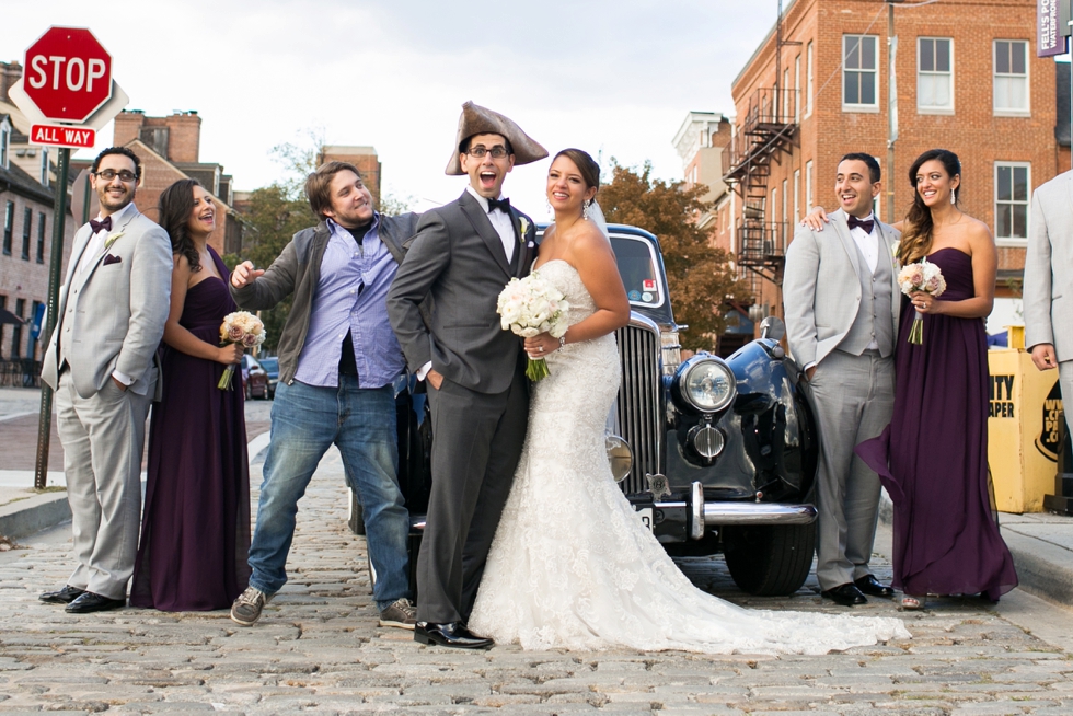 Fells Point Wedding Portrait - Vintage Car photographer