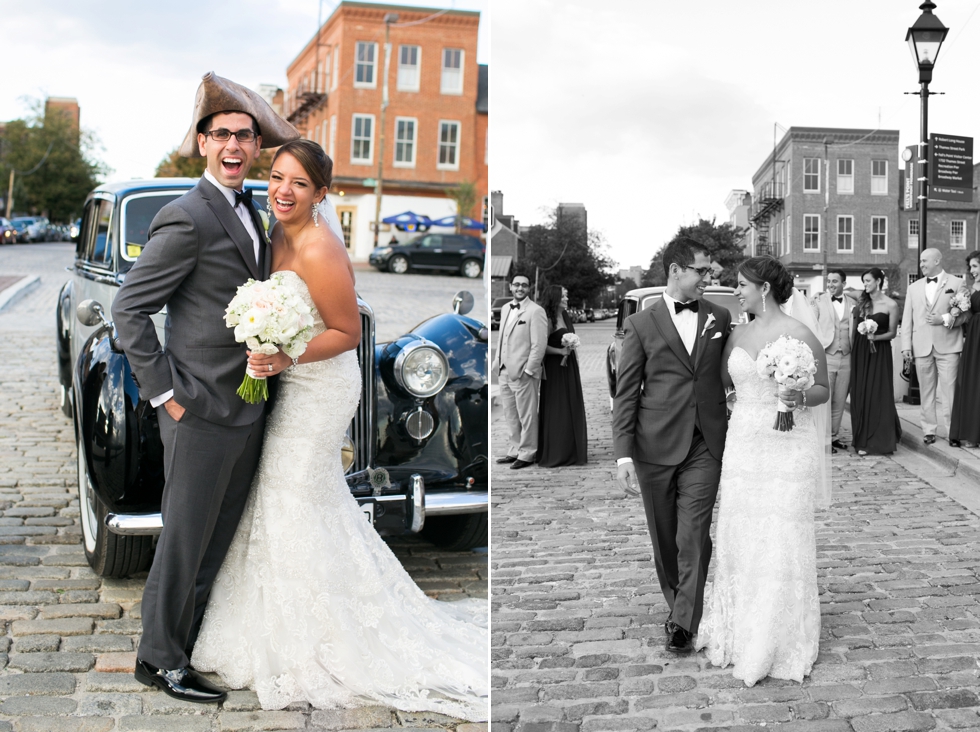 Fells Point Wedding Portrait - Vintage Car photographer