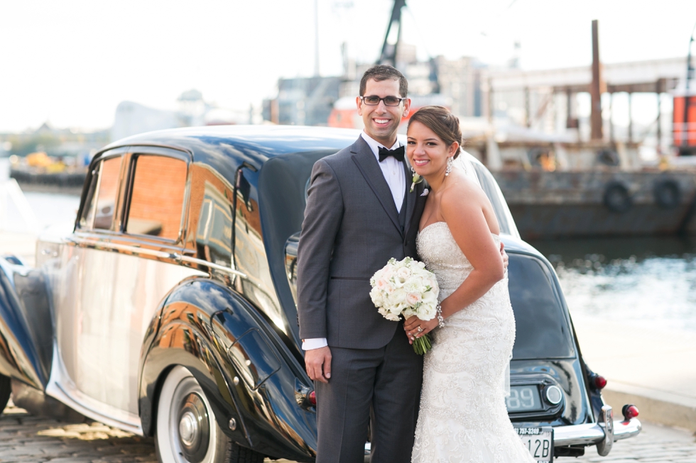 Fells Point Wedding Portrait - Vintage Car photographer