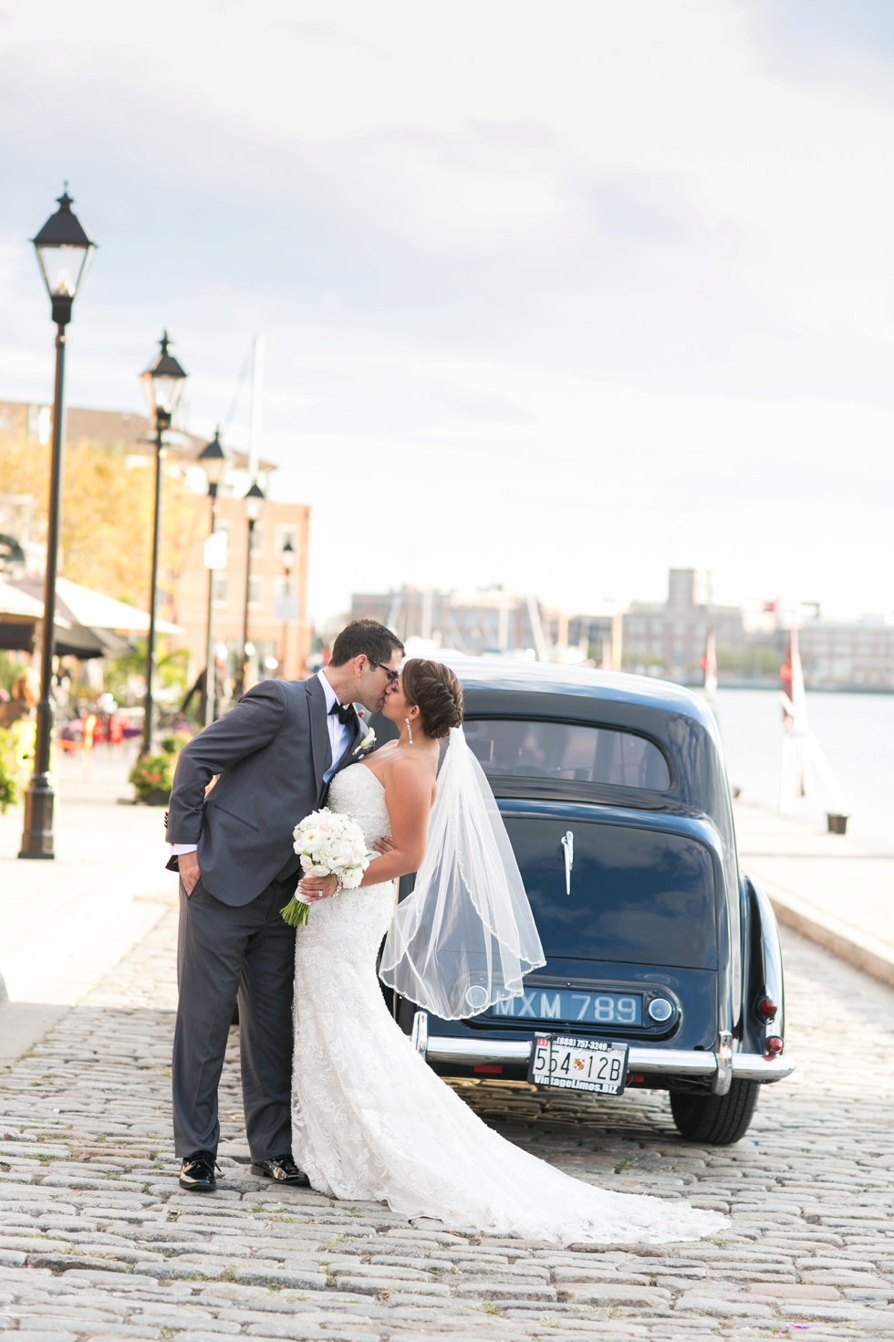 Fells Point Wedding Portrait - Vintage Car photographer