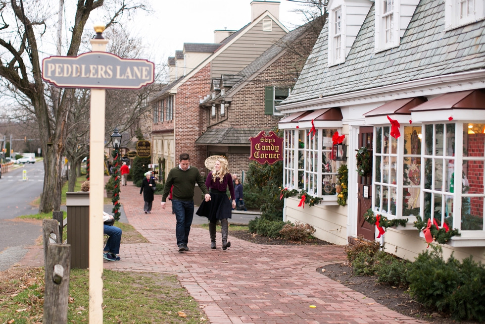 Peddler's Village Christmas Engagement Photographs