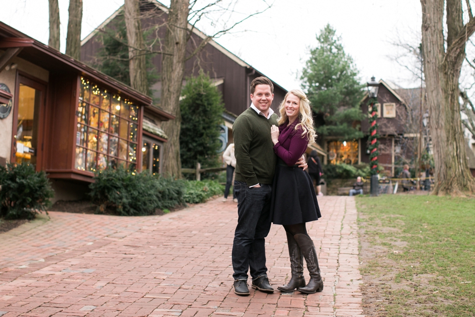 Peddler's Village Christmas Engagement Photographs