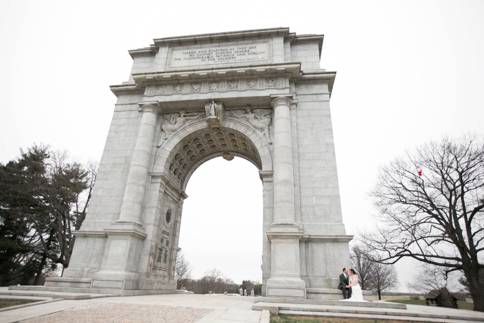 Valley Forge Park Arch Philadelphia Wedding Couple Portraits