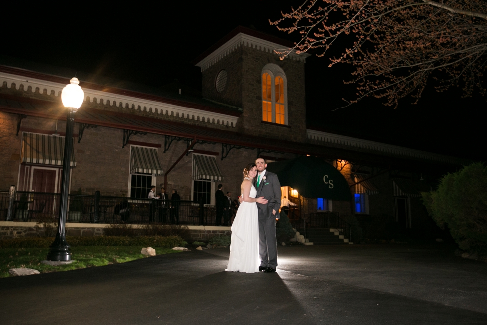 Night wedding portrait - The Columbia Station Wedding Reception - Phoenixville wedding