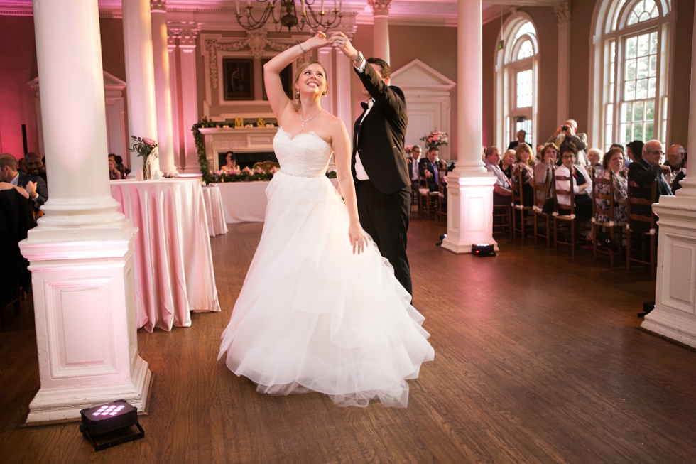 St Johns College Randall Hall Wedding Reception Pink Uplighting