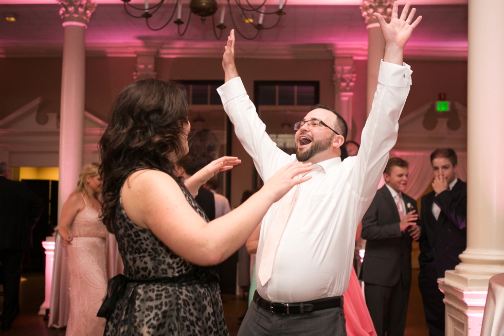 St Johns College Randall Hall Wedding Reception Pink Uplighting