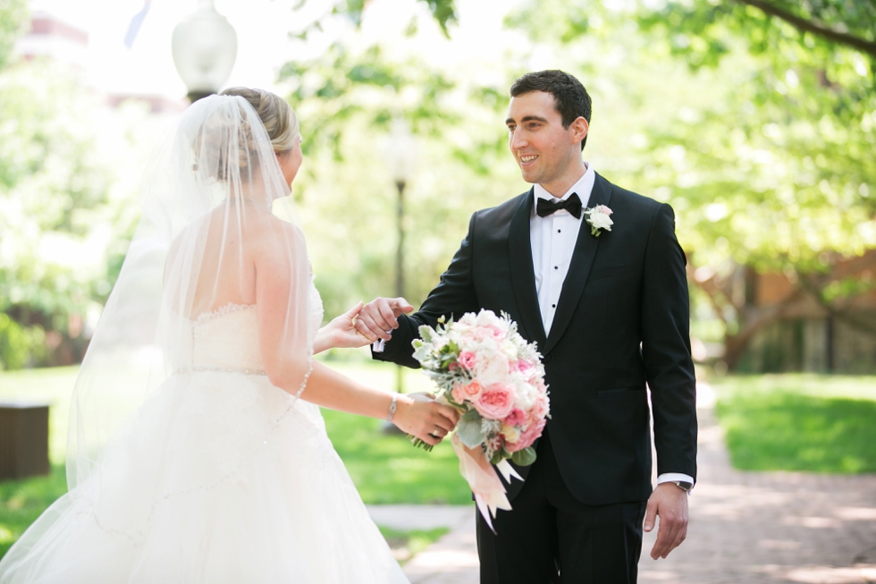 Having a First Look - Wedding Photographers in St Johns College Annapolis