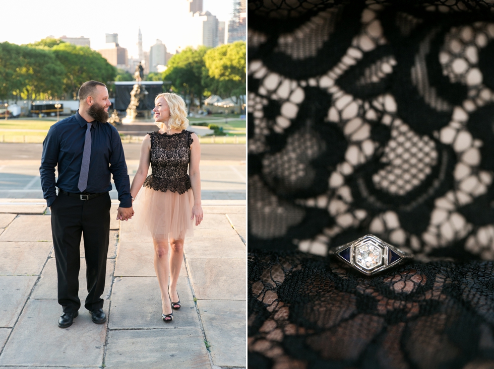 Sunrise Philadelphia engagement Photos at Center City Skyline