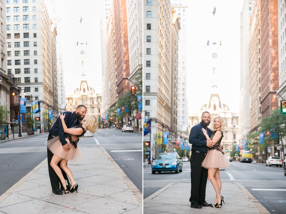 Sunrise Philadelphia engagement Photos - Broad Street engagement Photography