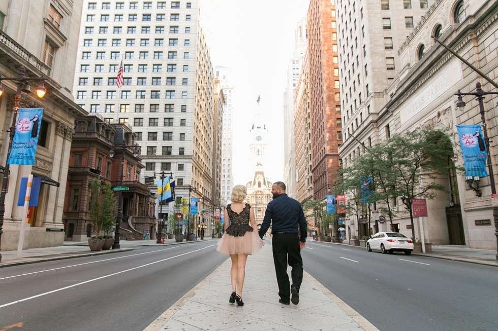 Sunrise Philadelphia engagement Photos - Broad Street engagement Photography