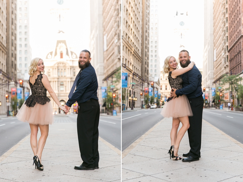 Sunrise Philadelphia engagement Photos - Broad Street engagement Photography