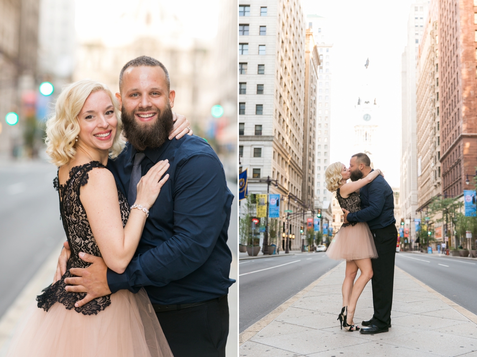 Sunrise Philadelphia engagement Photos - Broad Street engagement Photography