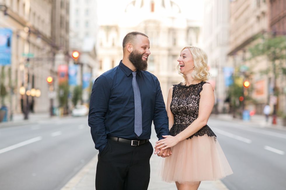 Sunrise Center City Philadelphia engagement Photos - engagement photography on Broad Street